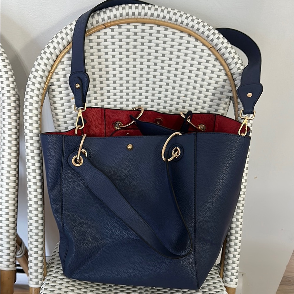 Elegant Navy and Red Tote Bag